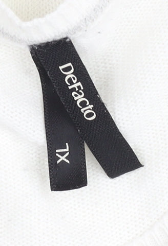 DeFacto Women’s White 7XL Pullover Jumper Round Neck Knit