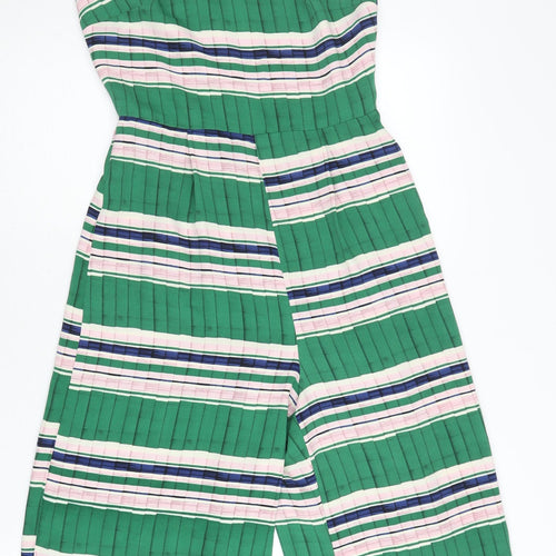 Topshop Women Green Striped Wide-Leg Sleeveless Jumpsuit UK 6