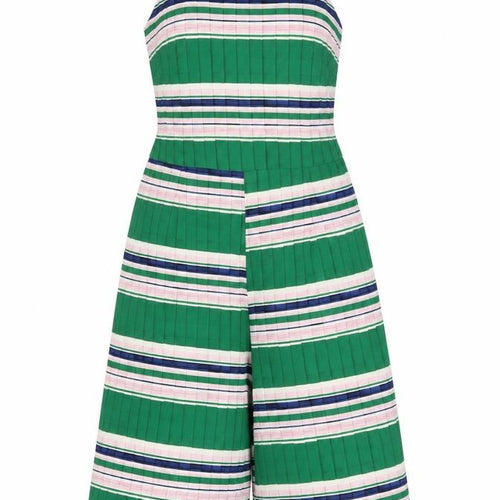 Topshop Women Green Striped Wide-Leg Sleeveless Jumpsuit UK 6