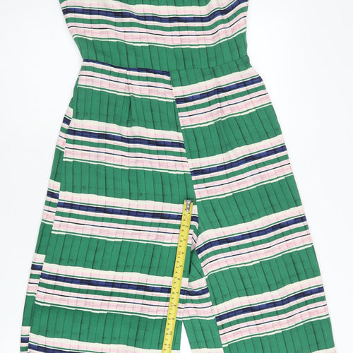 Topshop Women Green Striped Wide-Leg Sleeveless Jumpsuit UK 6