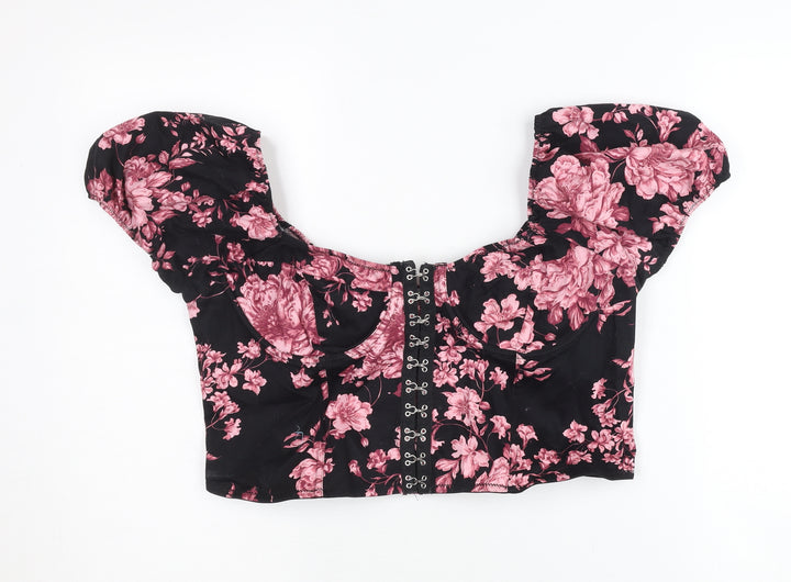 West of Melrose Women’s Multicoloured Floral Crop Blouse XL Puff Sleeve Summer
