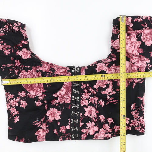 West of Melrose Women’s Multicoloured Floral Crop Blouse XL Puff Sleeve Summer