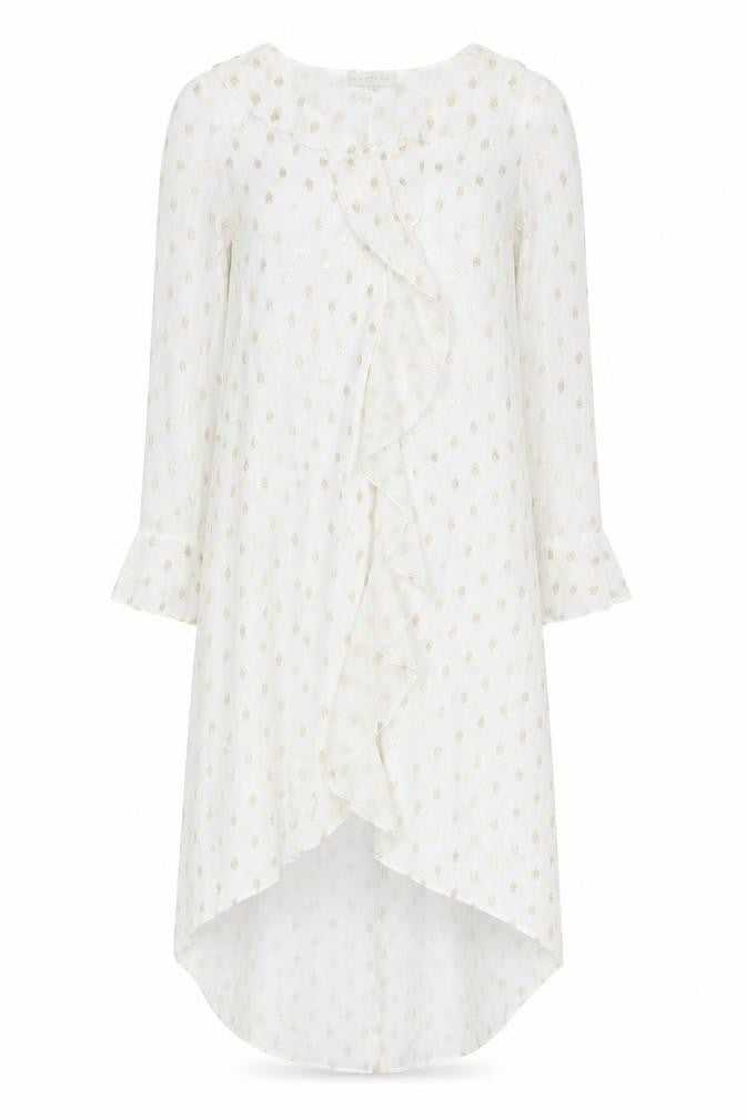 Never Fully Dressed Women’s White Gold Polka Dot Midi Wrap Dress M