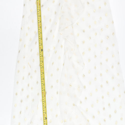 Never Fully Dressed Women’s White Gold Polka Dot Midi Wrap Dress M