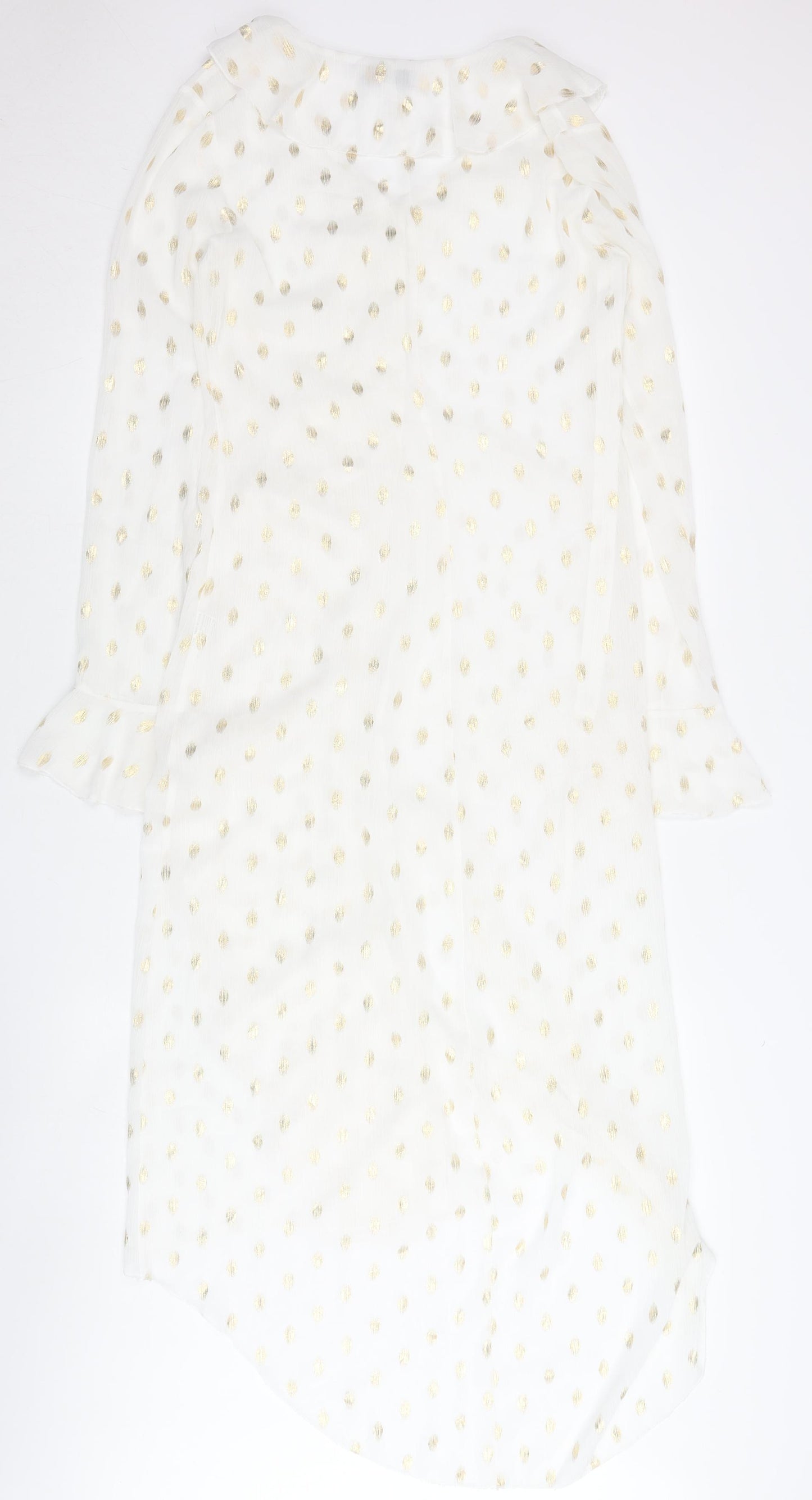 Never Fully Dressed Women’s White Gold Polka Dot Midi Wrap Dress M