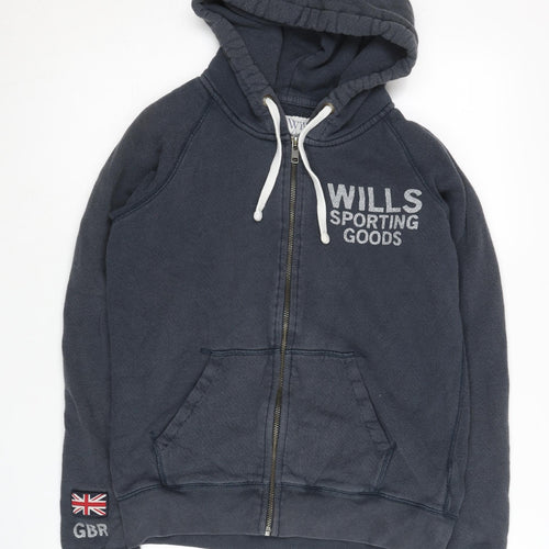 Jack Wills Women’s Navy Full Zip Hoodie UK 10 Cotton Casual