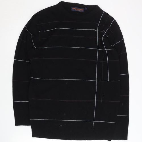 Matinee Men’s Black Striped Crew Neck Knit Jumper Size L
