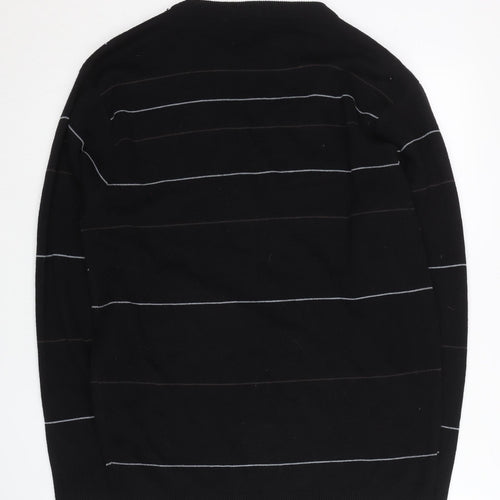Matinee Men’s Black Striped Crew Neck Knit Jumper Size L