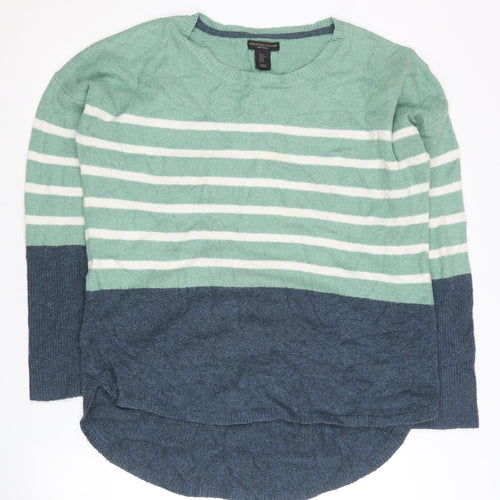 Christian Siriano Women’s Green Blue Striped Pullover Jumper M