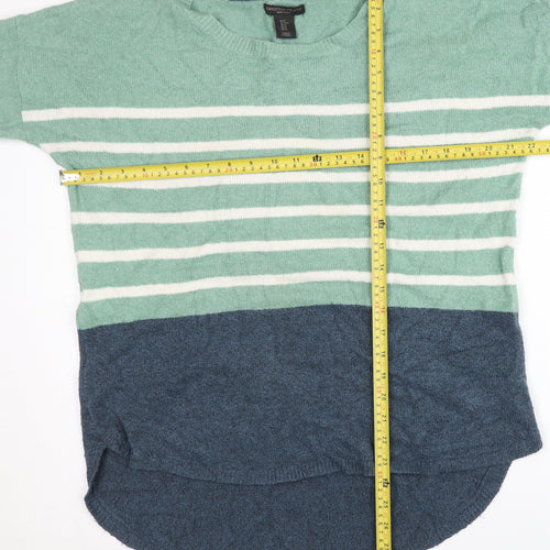 Christian Siriano Women’s Green Blue Striped Pullover Jumper M