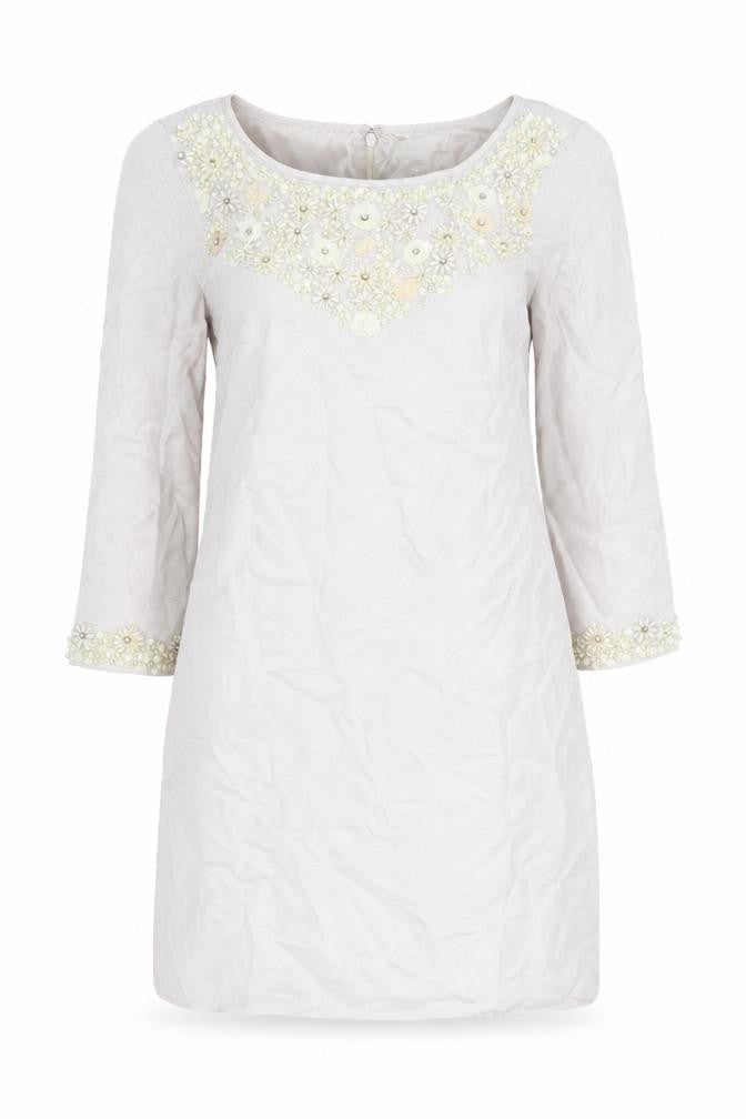 Monsoon Women’s Ivory Beaded Shift Dress Size 10 Wedding Party