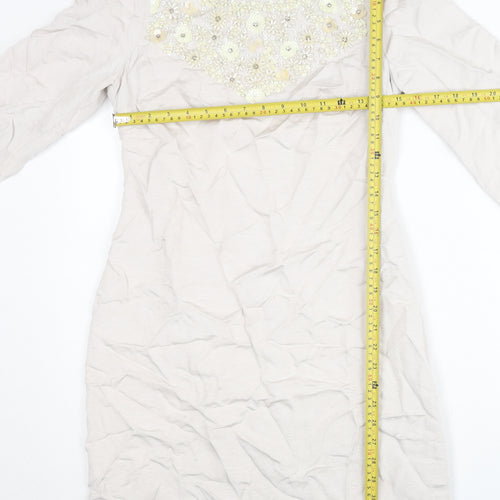 Monsoon Women’s Ivory Beaded Shift Dress Size 10 Wedding Party