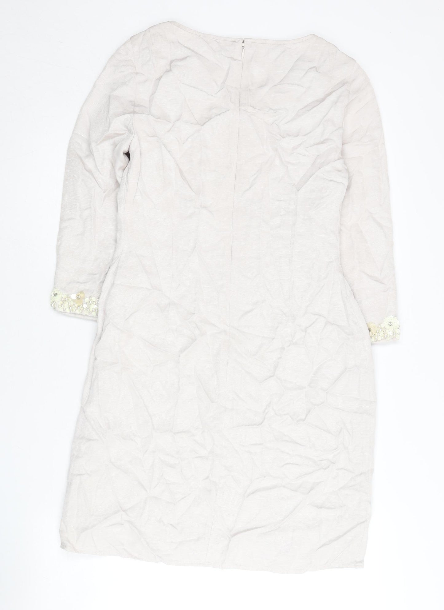 Monsoon Women’s Ivory Beaded Shift Dress Size 10 Wedding Party