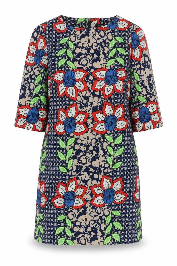 Front view of Kiosk women’s multicoloured floral shift dress, size UK 10