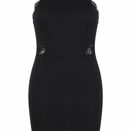 Miss Selfridge Womens Black Lace Bodycon Halter Party Dress UK 12