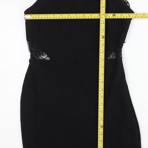 Miss Selfridge Womens Black Lace Bodycon Halter Party Dress UK 12