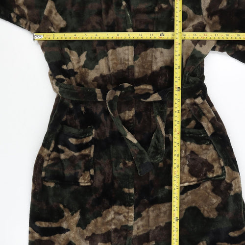 Bench Boys Green Camouflage Fleece Hooded Robe 15-16 Years Tie Belt