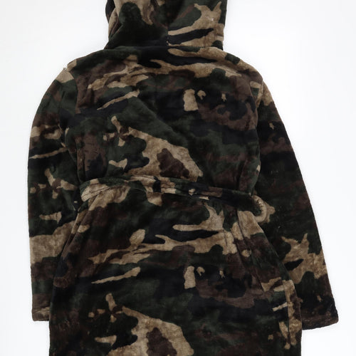 Bench Boys Green Camouflage Fleece Hooded Robe 15-16 Years Tie Belt