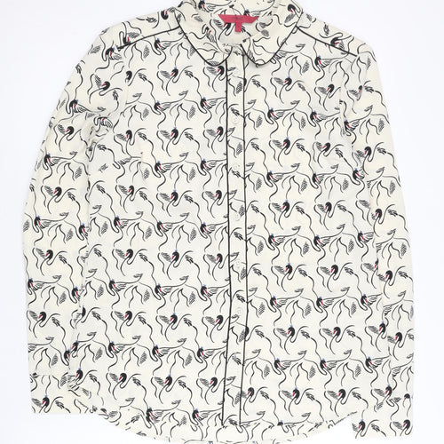 Next Women’s Ivory Animal Print Button-Up Shirt Size 10