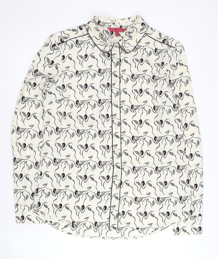 Next Women’s Ivory Animal Print Button-Up Shirt Size 10