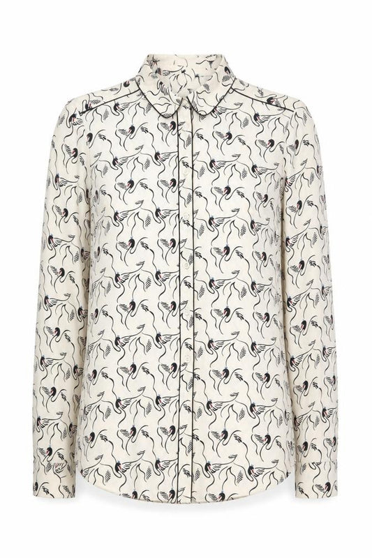 Front view of Next Women’s Ivory Animal Print Button-Up Shirt, size UK 10