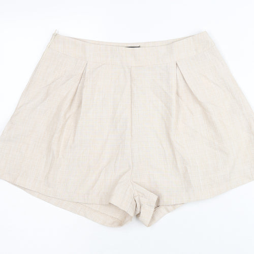 PrettyLittleThing Women’s Beige Size 10 Paperbag Pleated Shorts