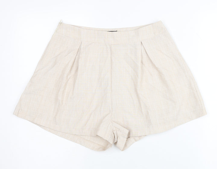 PrettyLittleThing Women’s Beige Size 10 Paperbag Pleated Shorts