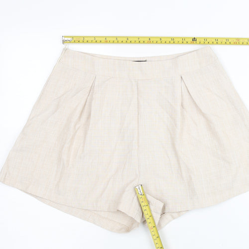 PrettyLittleThing Women’s Beige Size 10 Paperbag Pleated Shorts