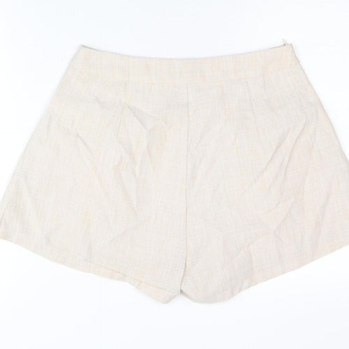 PrettyLittleThing Women’s Beige Size 10 Paperbag Pleated Shorts