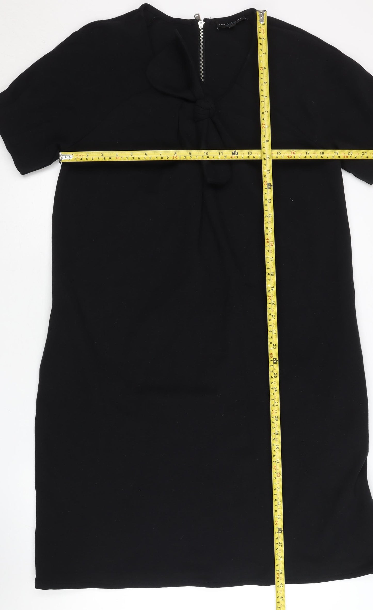 Betty Jackson Studio Women Black Size 12 Shift Bow Detail Dress