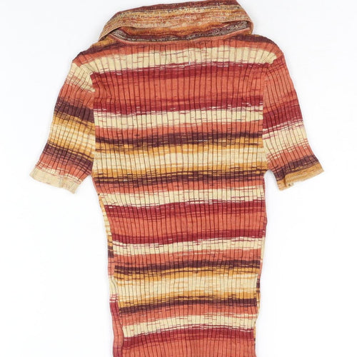 Urban Outfitters Womens Multicoloured Striped Cardigan S Collared Knit