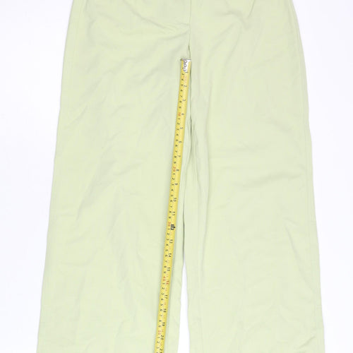 Bershka Women’s Green Wide-Leg High Rise Trousers Size 8
