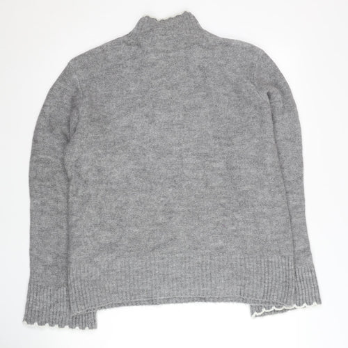 Lipsy Women’s Grey Cable Knit Jumper Size 12 Mock Neck Pullover