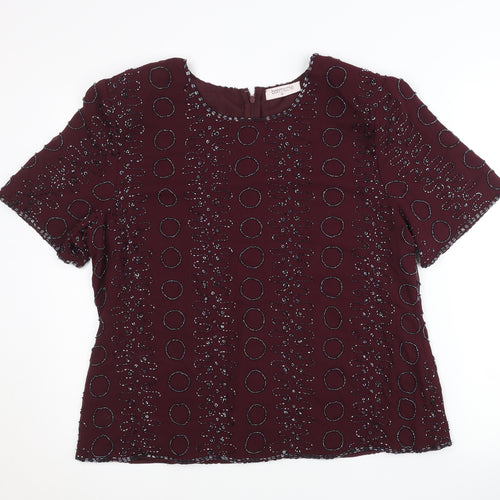 Bonmarché Women’s Red Beaded Short Sleeve Blouse Size 16