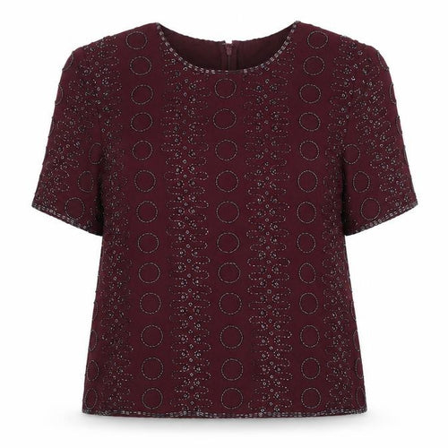 Bonmarché Women’s Red Beaded Short Sleeve Blouse Size 16