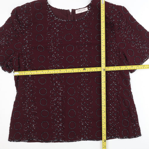 Bonmarché Women’s Red Beaded Short Sleeve Blouse Size 16