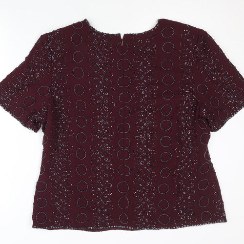 Bonmarché Women’s Red Beaded Short Sleeve Blouse Size 16