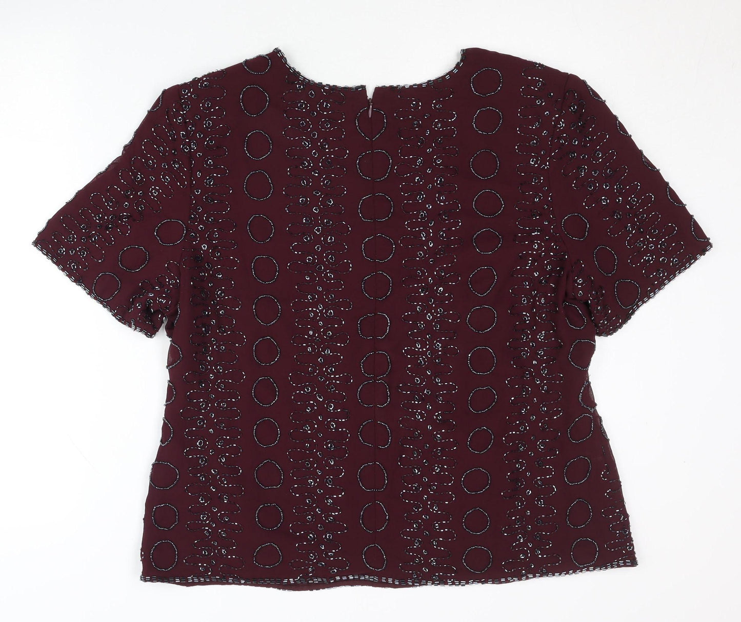Bonmarché Women’s Red Beaded Short Sleeve Blouse Size 16