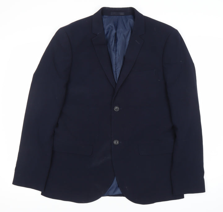 Topman Men’s Navy Blue Slim Fit Suit Jacket 40R Two Button