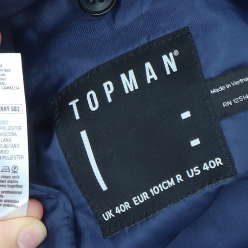 Topman Men’s Navy Blue Slim Fit Suit Jacket 40R Two Button