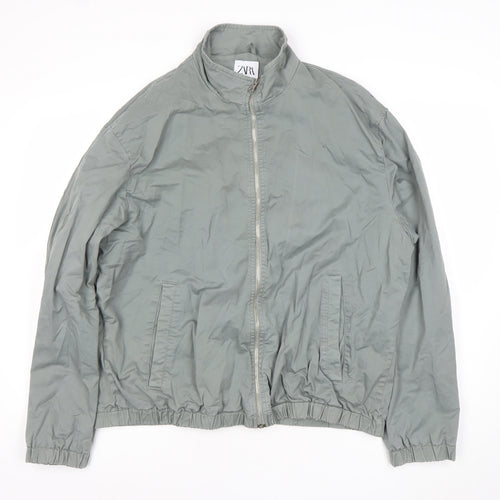 Zara Men’s Grey XL Cotton Blend Zip Up Casual Jacket