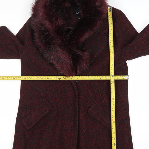 A&G Women’s Red Faux Fur Collar Mid-Length Overcoat Size 10