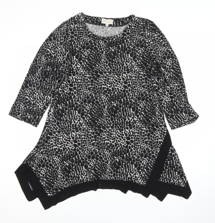 Apricot Womens Black Animal Print Tunic Blouse Size 10 Viscose