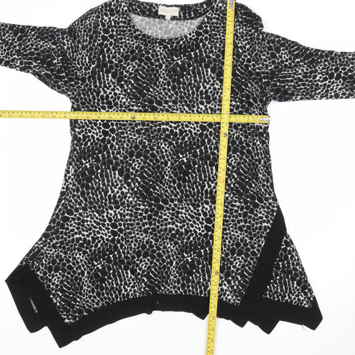 Apricot Womens Black Animal Print Tunic Blouse Size 10 Viscose