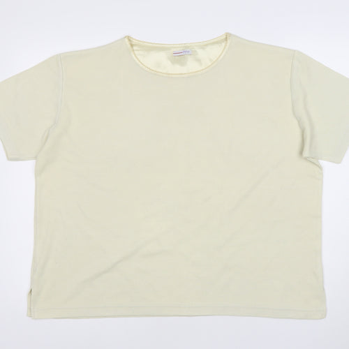 Papaya Women Beige Size 16 Short Sleeve Basic T-Shirt