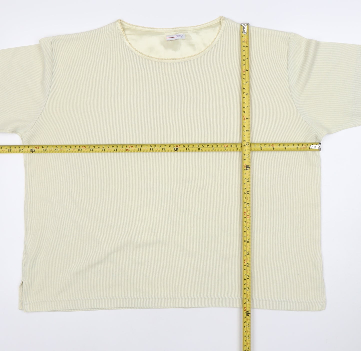 Papaya Women Beige Size 16 Short Sleeve Basic T-Shirt