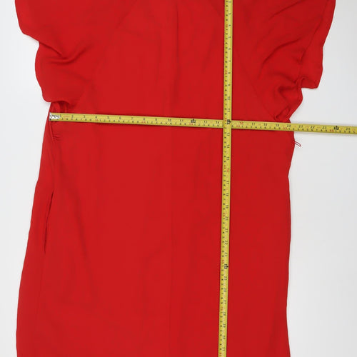 GAP Women's Red Shift Dress Size S Short Kimono Sleeve V-Neck