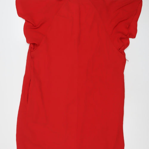 GAP Women's Red Shift Dress Size S Short Kimono Sleeve V-Neck