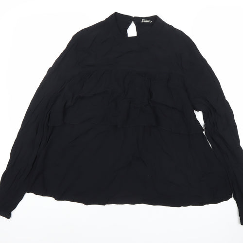 Pimkie Women Black Blouse Size 12 Tunic Long Sleeve Viscose
