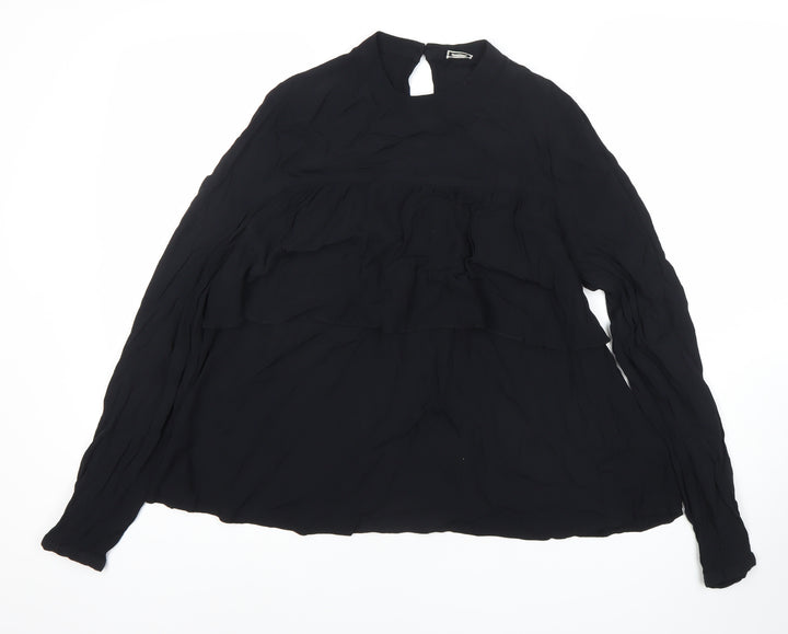 Pimkie Women Black Blouse Size 12 Tunic Long Sleeve Viscose